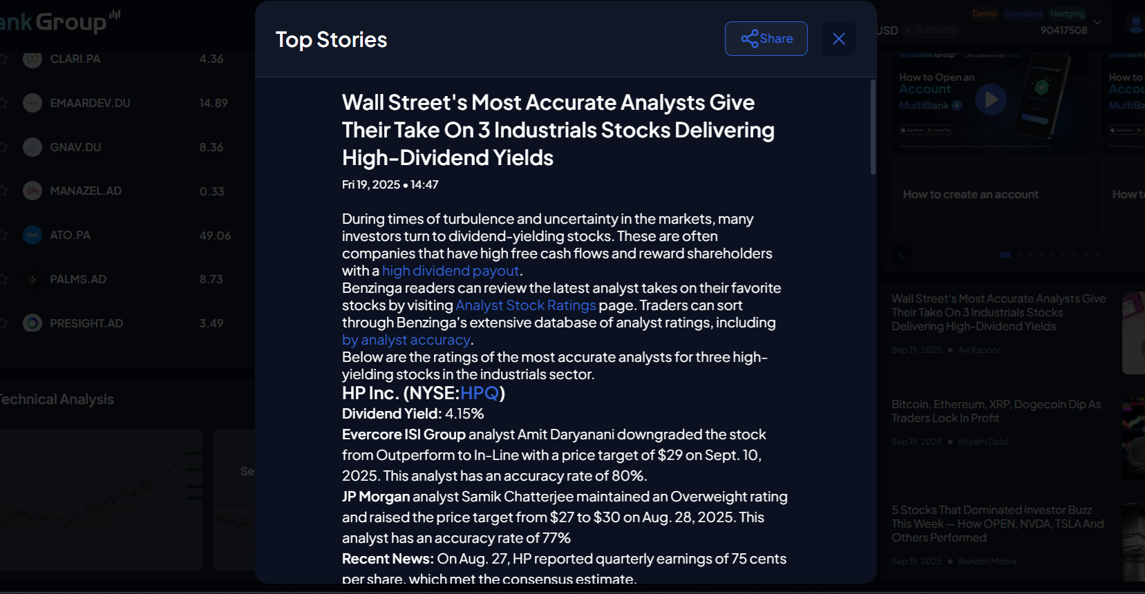 MultiBank’s news screener