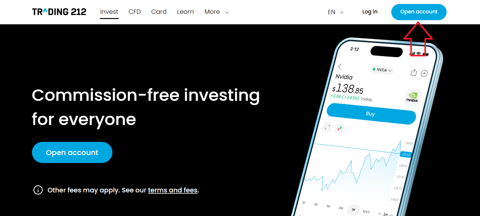 Creating an account with Trading 212