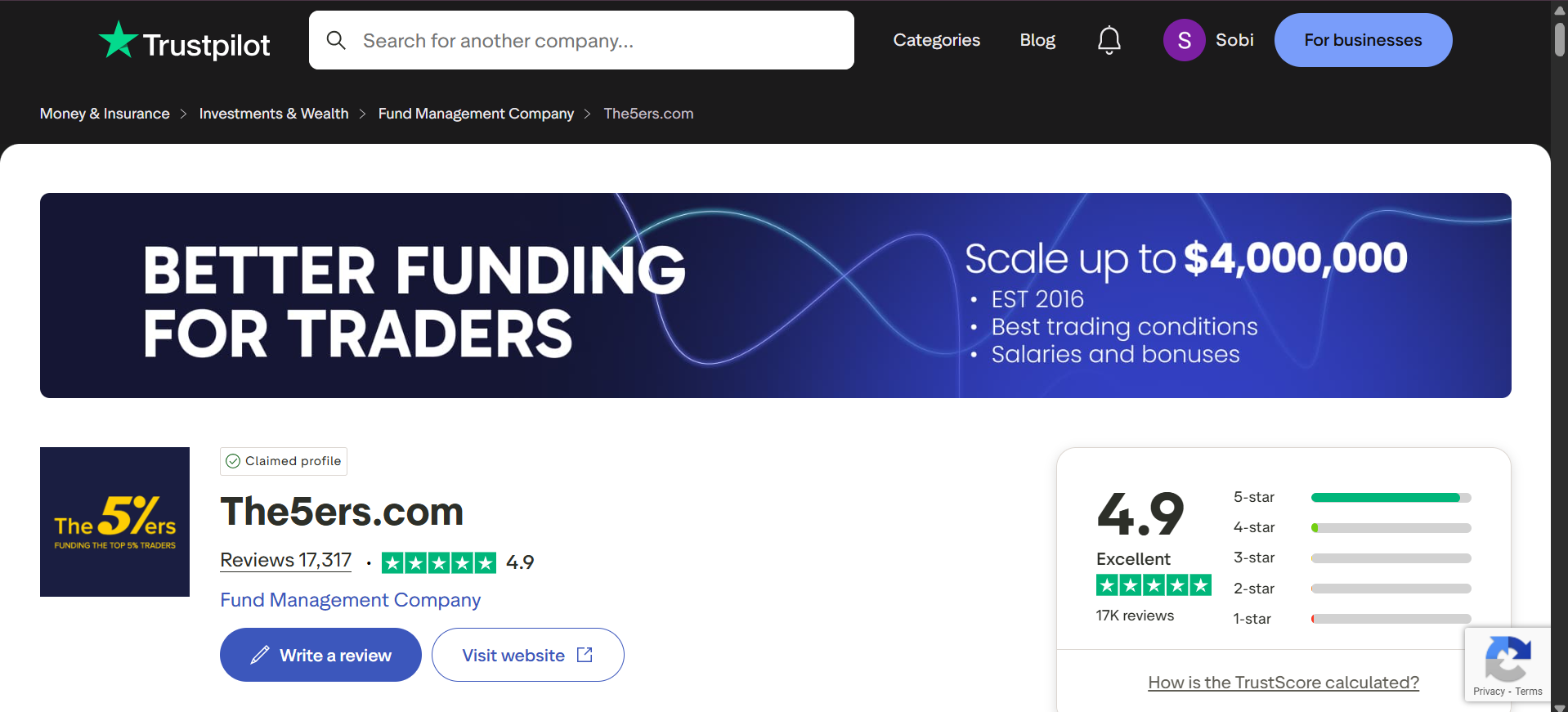 The5ers Trustpilot Image