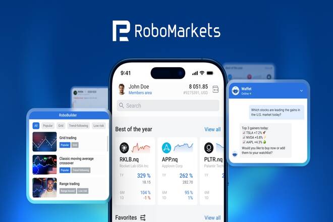 RoboMarkets logo and platform on smartphone, FX Empire