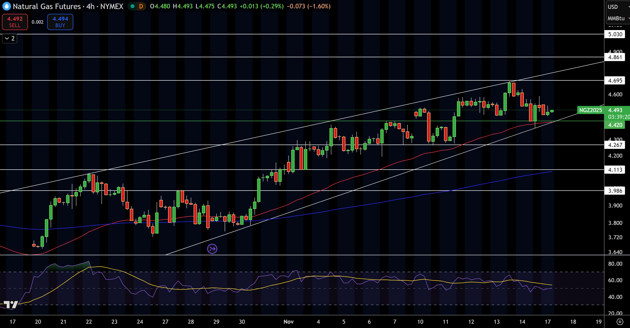 Biểu đồ Giá Khí Tự nhiên (NG)