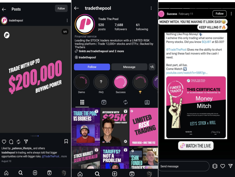 Trade The Pool Instagram Page Image