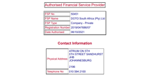 Doto South Africa (Pty) Ltd’s licensing info at fsca.co.za