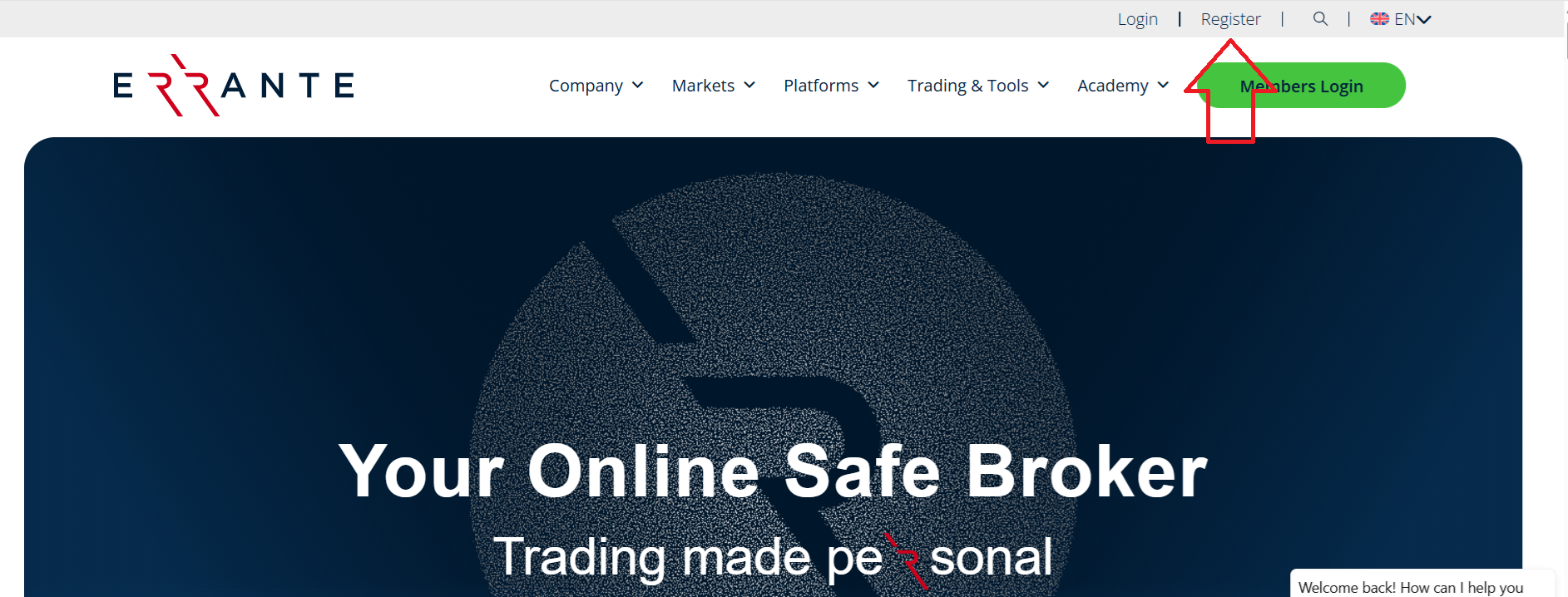 Opening an account with Errante