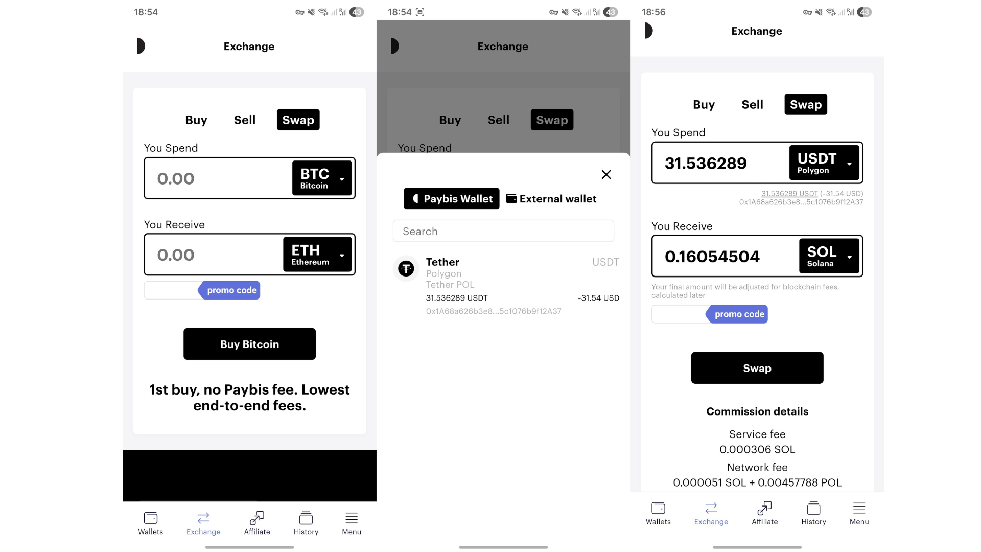 Scambio di criptovaute su Paybis