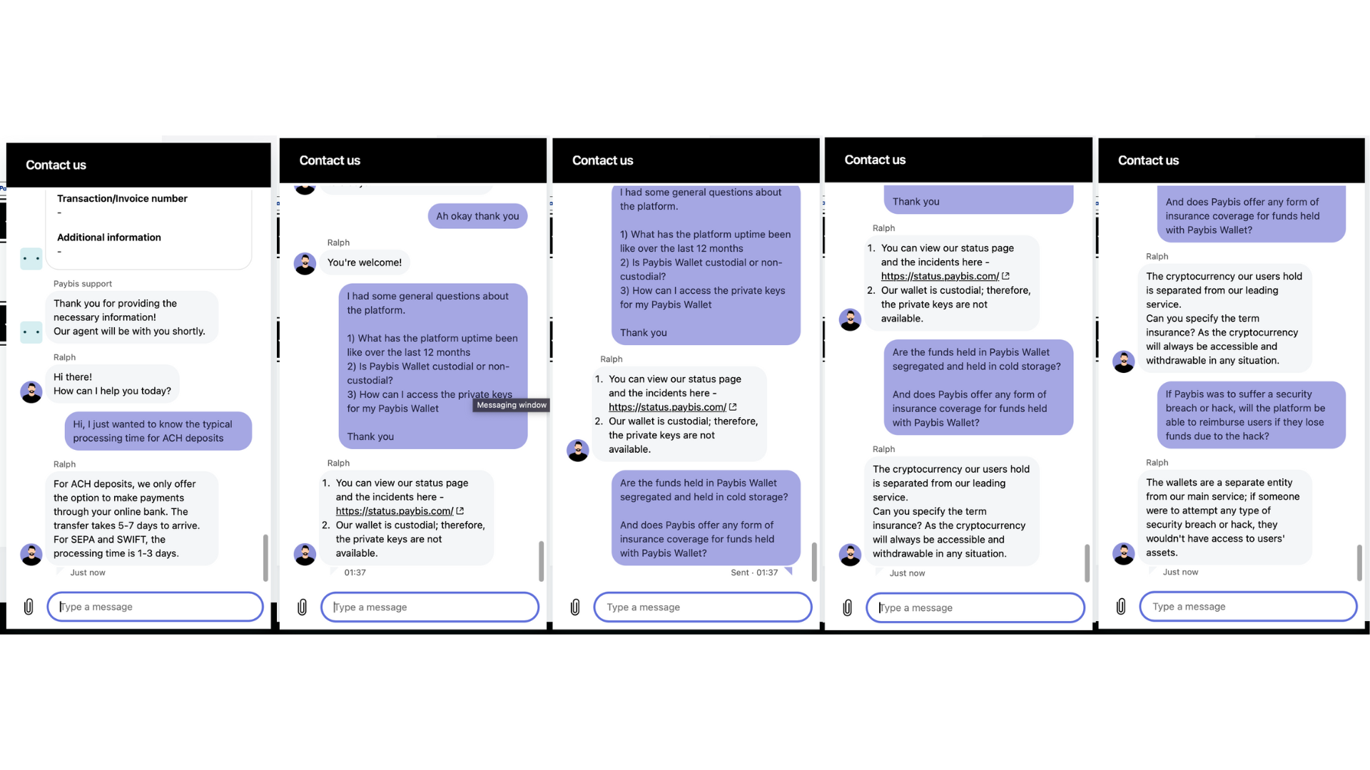 Live Chat di Paybis