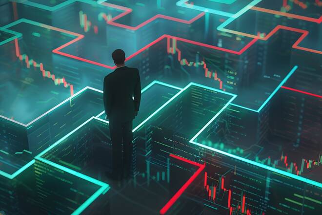 Trader on trading charts and neon network. FX Empire