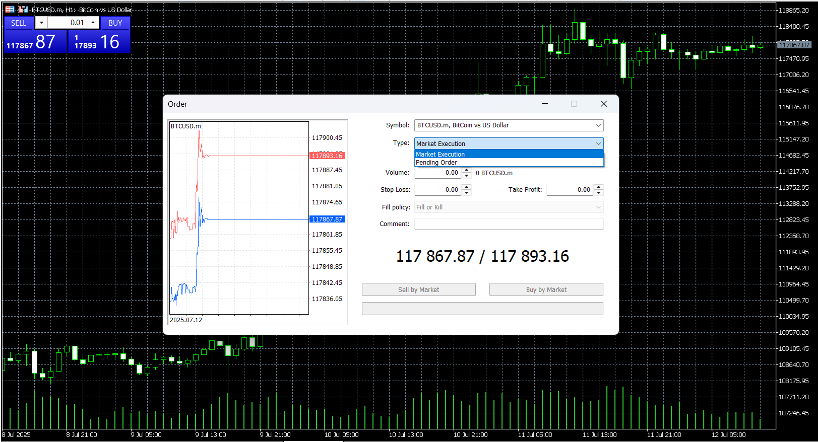 MetaTrader 5 order execution