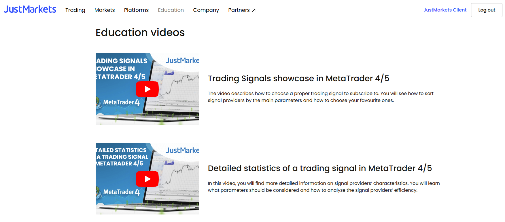 Educational videos by JustMarkets