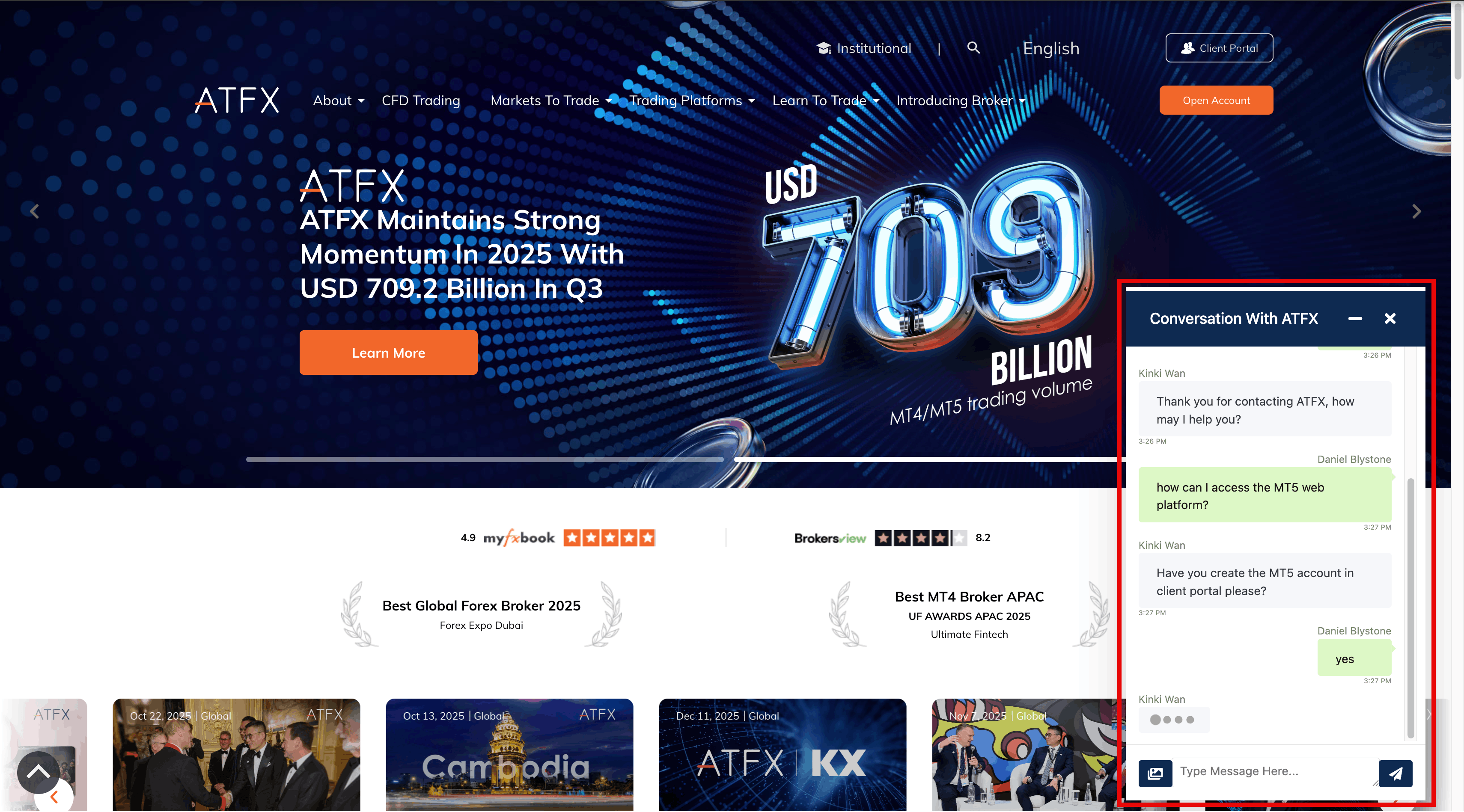 ATFX live chat support