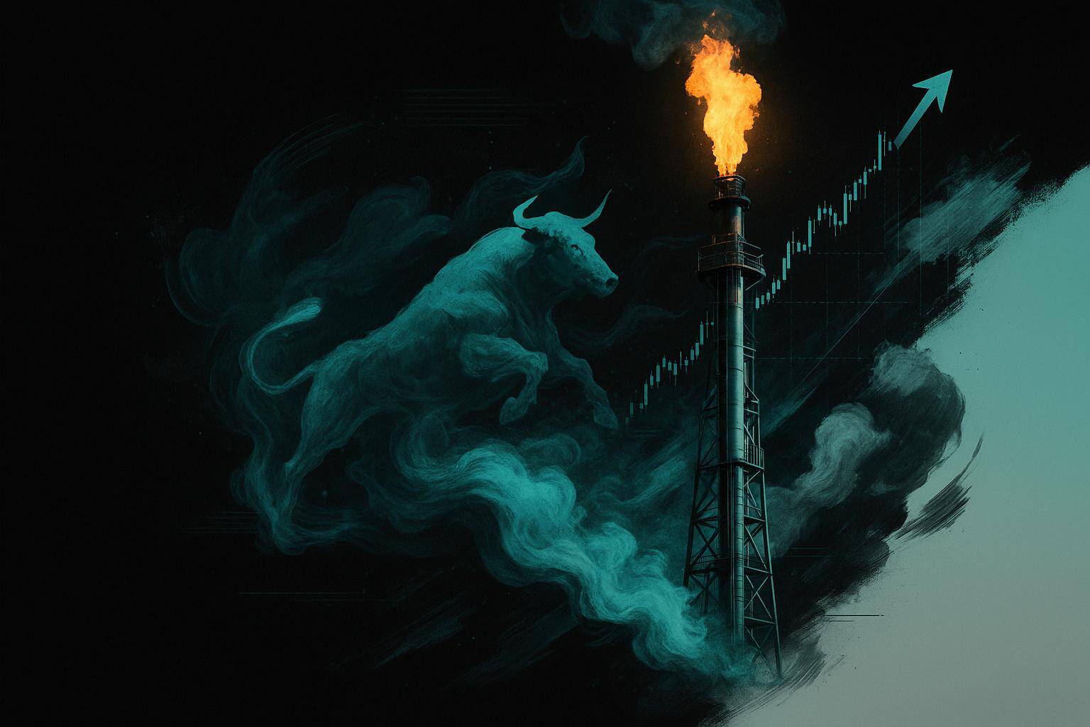 Torre de gas natural y toro. FX Empire