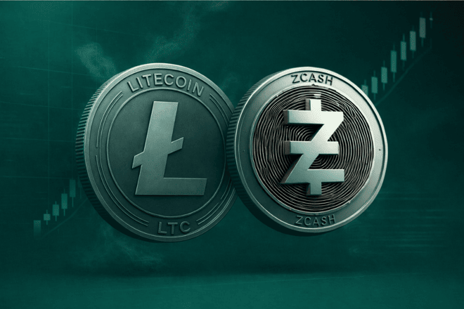 Litecoin vs. Zcash concept