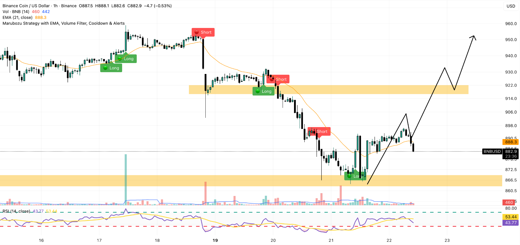 bnb 1h price chart