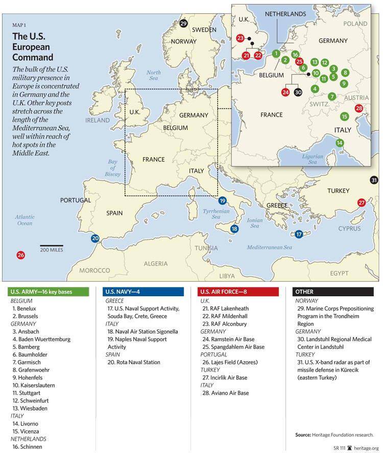 Map of American Military Bases in Europe