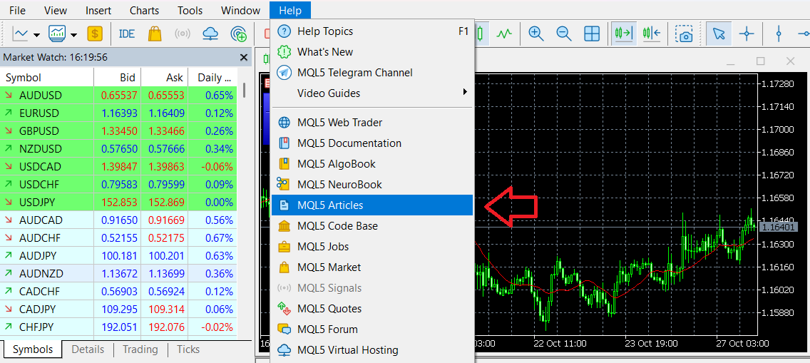 Accessing MT5’s educational content