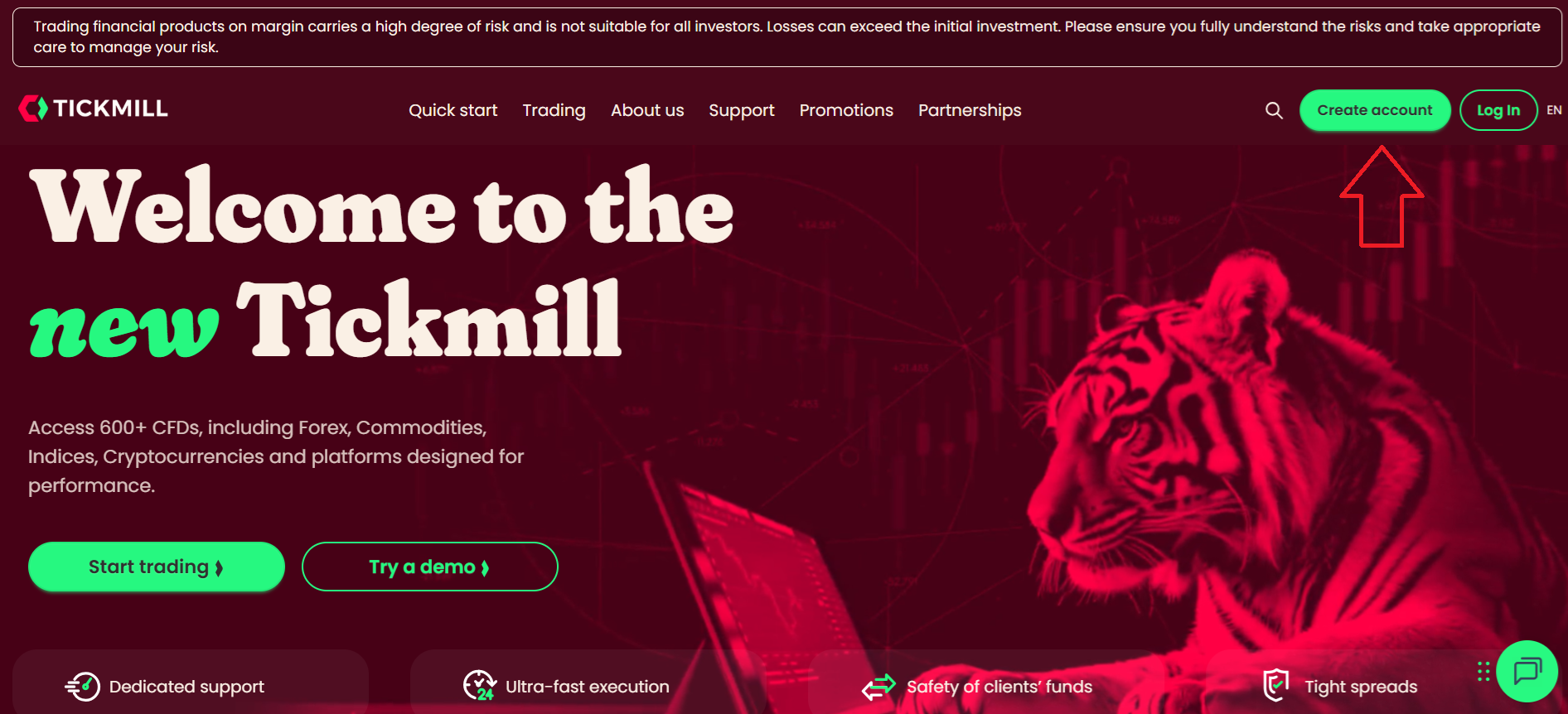 Opening an account with Tickmill
