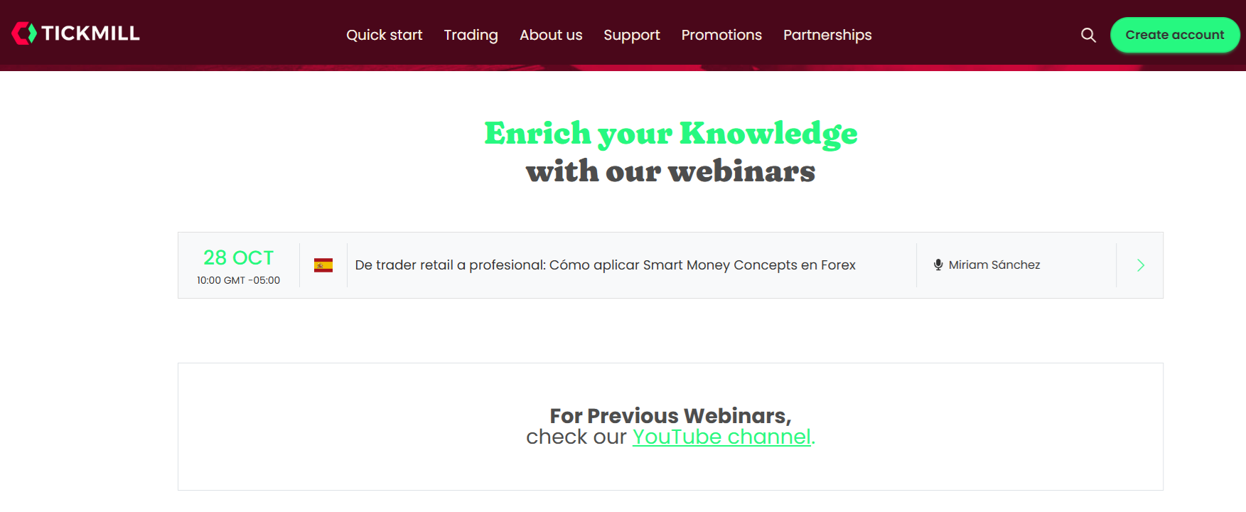 Tickmill’s educational webinars