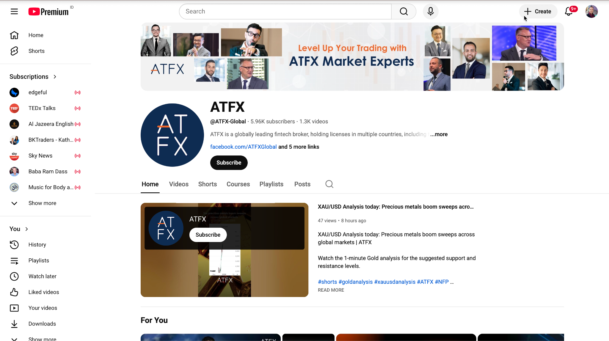 ATFX YouTube channel