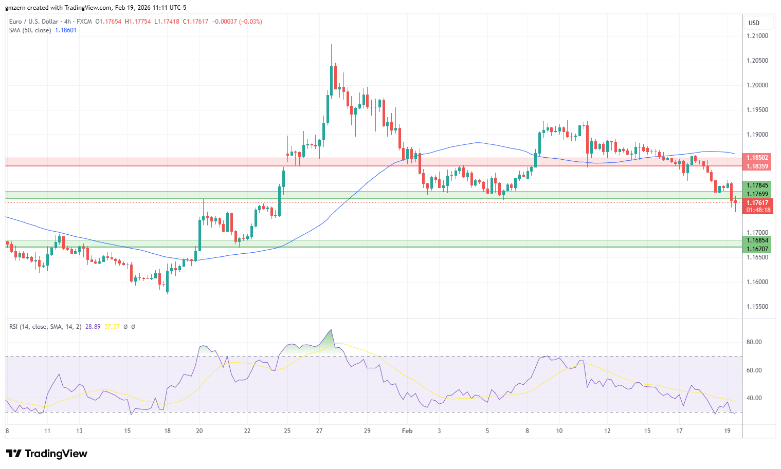 EUR/USD 190226 4h Chart