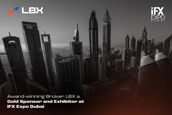 "Award-winning Broker LBX a Gold Sponsor and Exhibitor at iFX Expo Dubai" title, LBX and iFX Expo Dubai logos on Dubai.