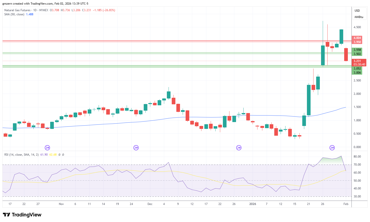 Natural Gas 020226 Daily Chart