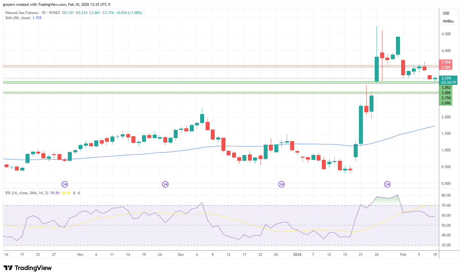 Natural Gas 100226 Daily Chart