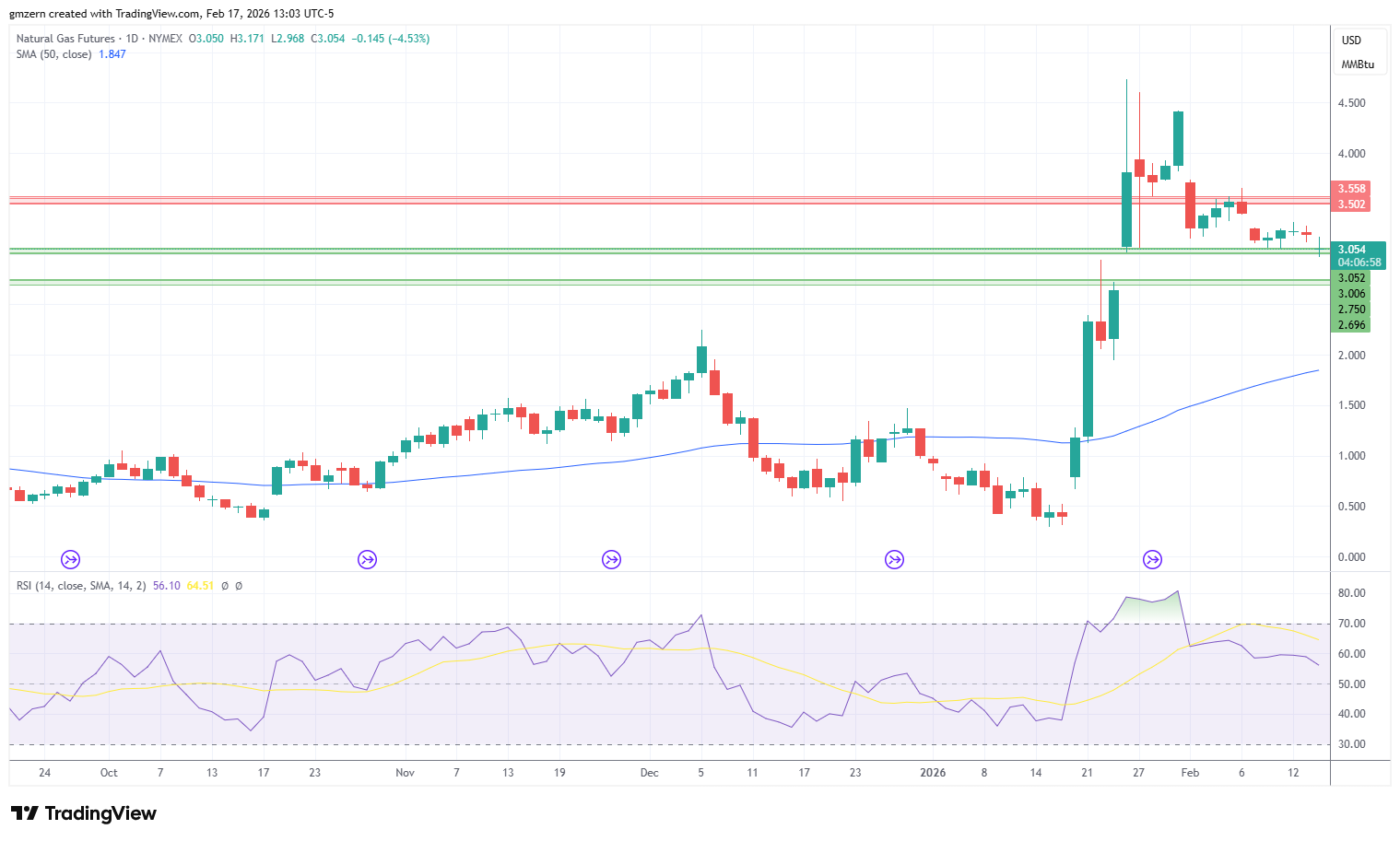 Natural Gas 170226 Daily Chart