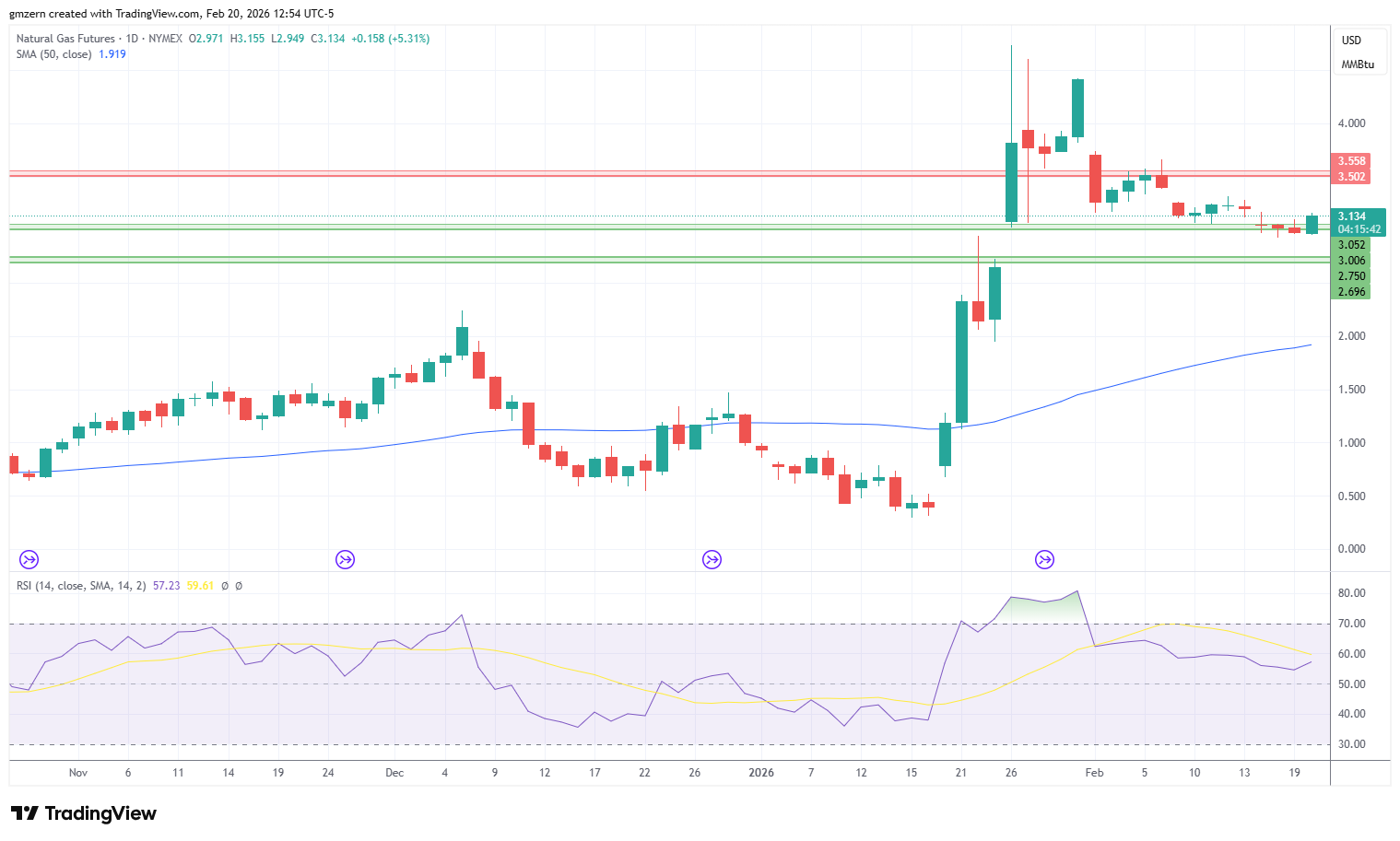 Natural Gas 200226 Daily Chart