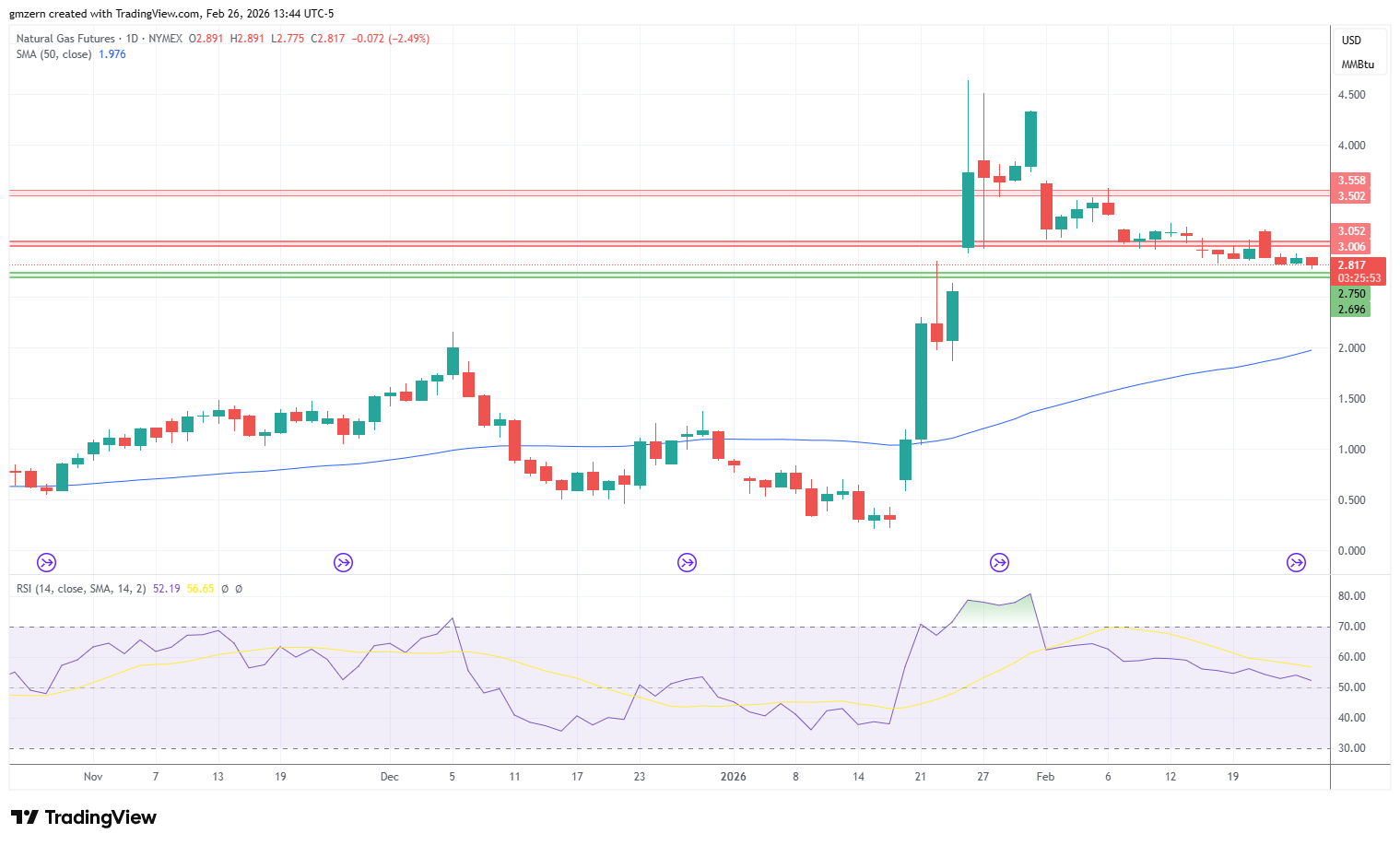 Natural Gas 260226 Daily Chart