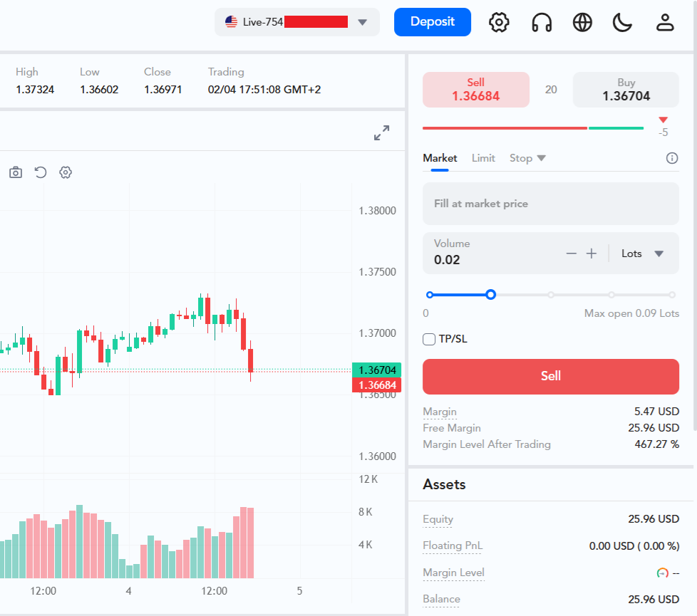 Placing an order on PU Web Trader