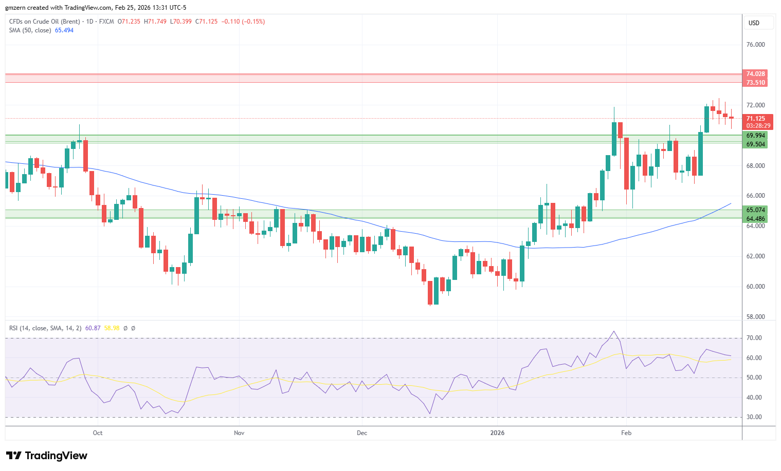 Brent Oil 250226 Daily Chart