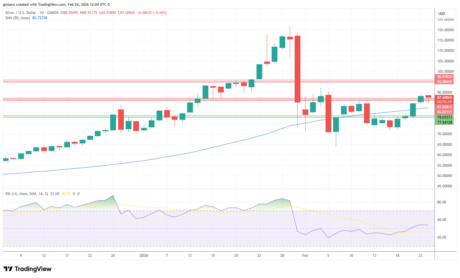 Silver 240226 Daily Chart