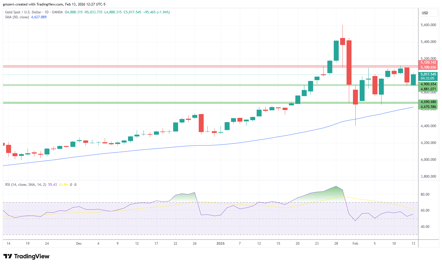 Gold 130226 Daily Chart