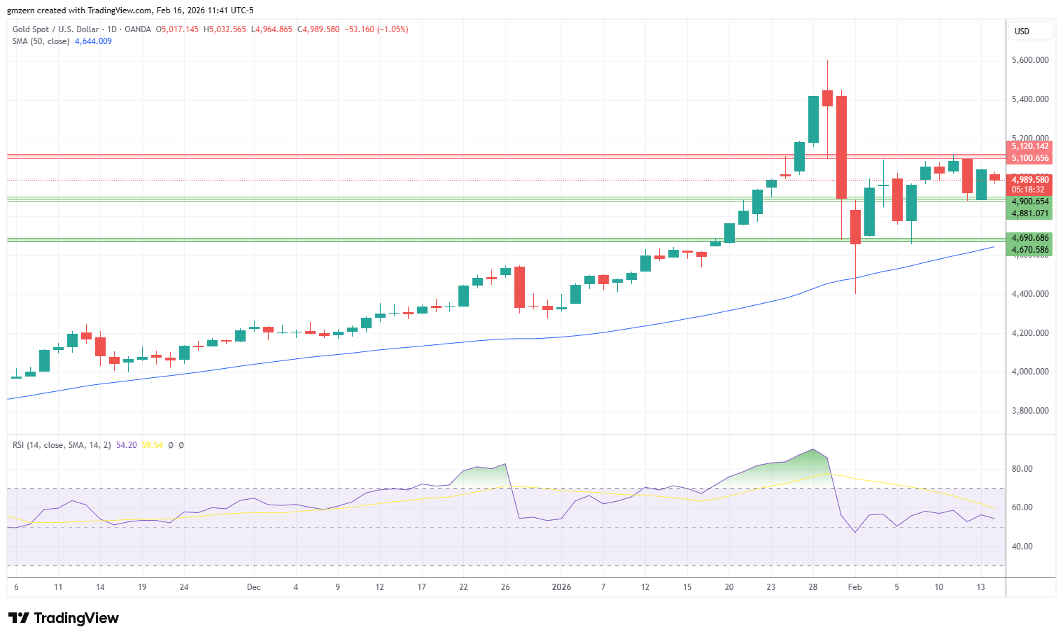 Gold 160226 Daily Chart