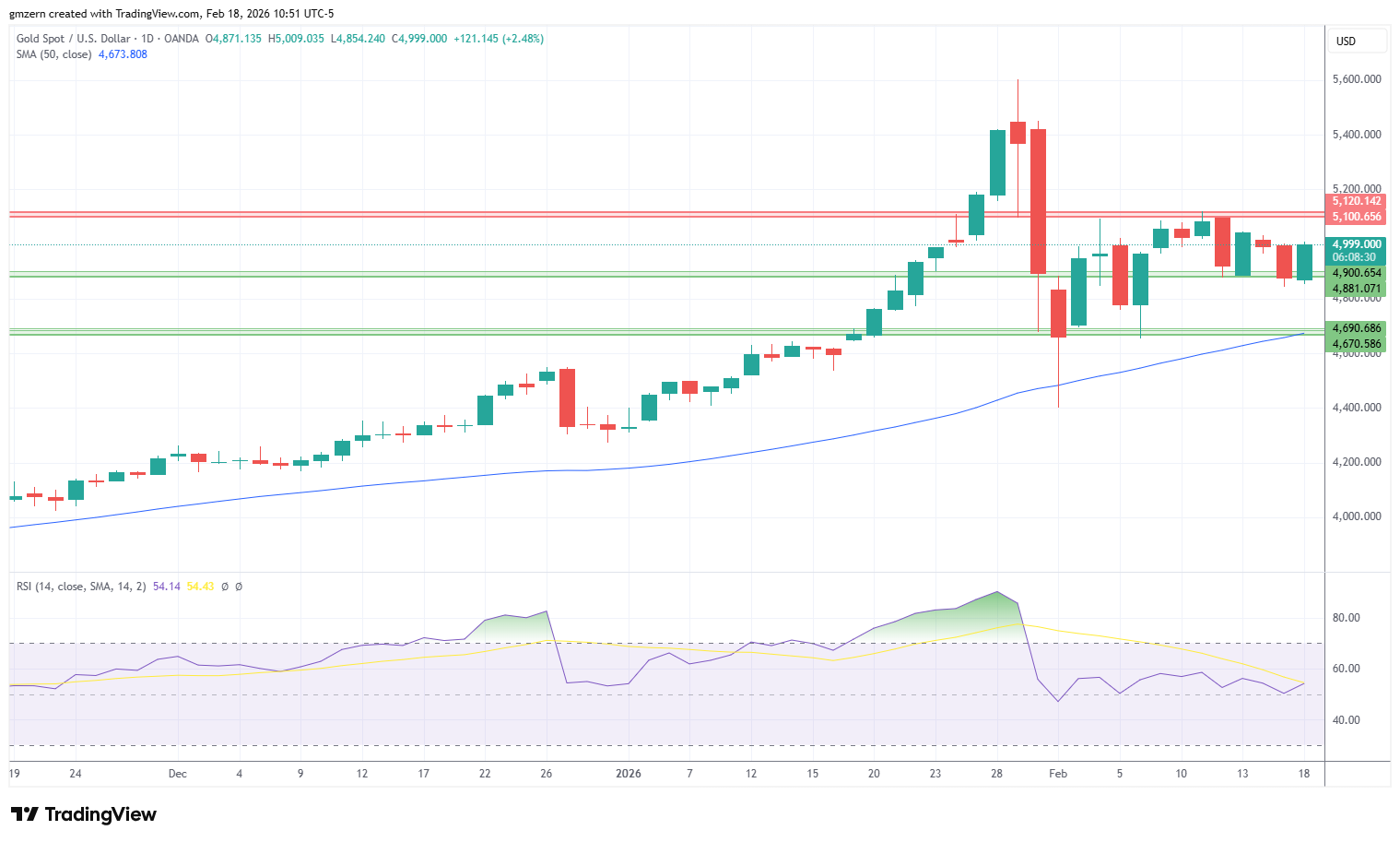 Gold 180226 Daily Chart