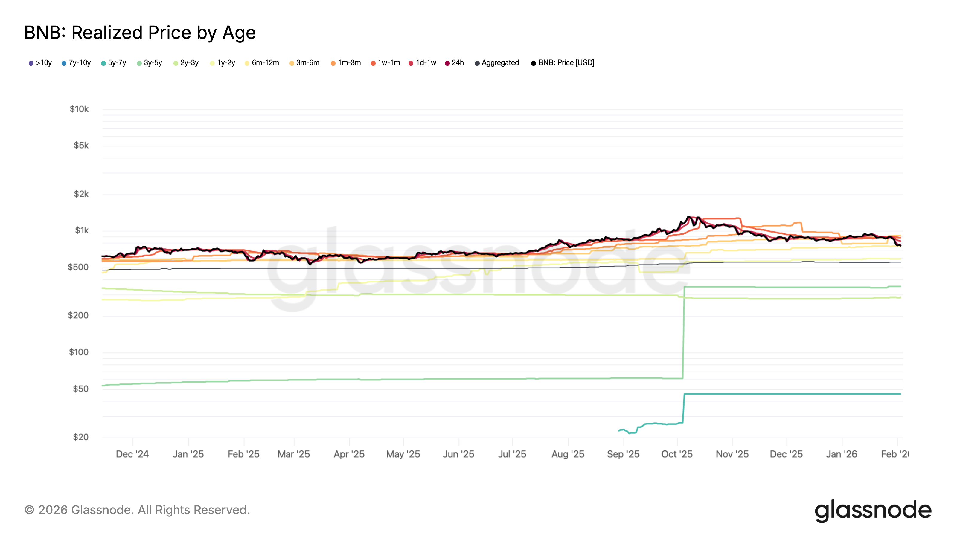BNB realized price by age vs. price