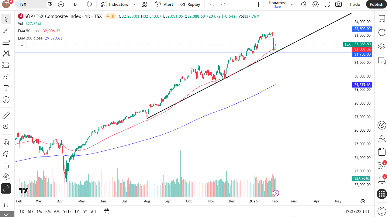 TSX 60 daily candlestick chart
