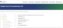 Capital Com SV Investments Limited’s licensing information at cysec.gov.cy