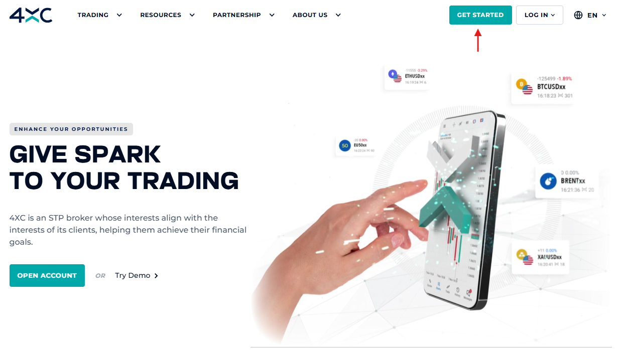 Opening an account with 4XC