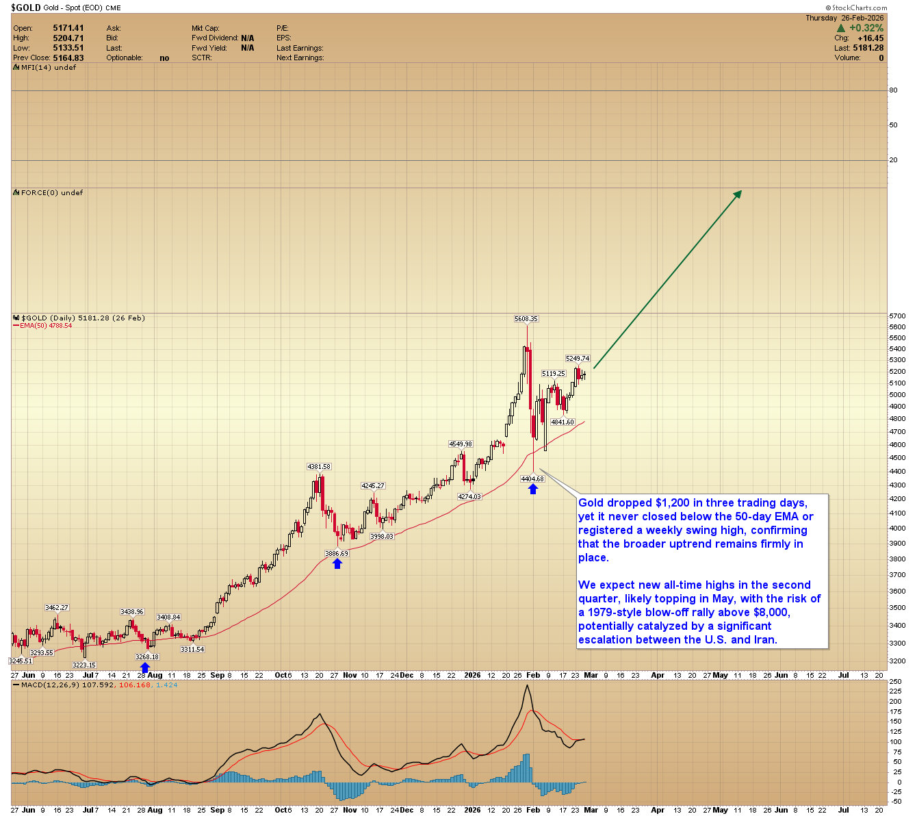 Gold daily chart and forecast. 