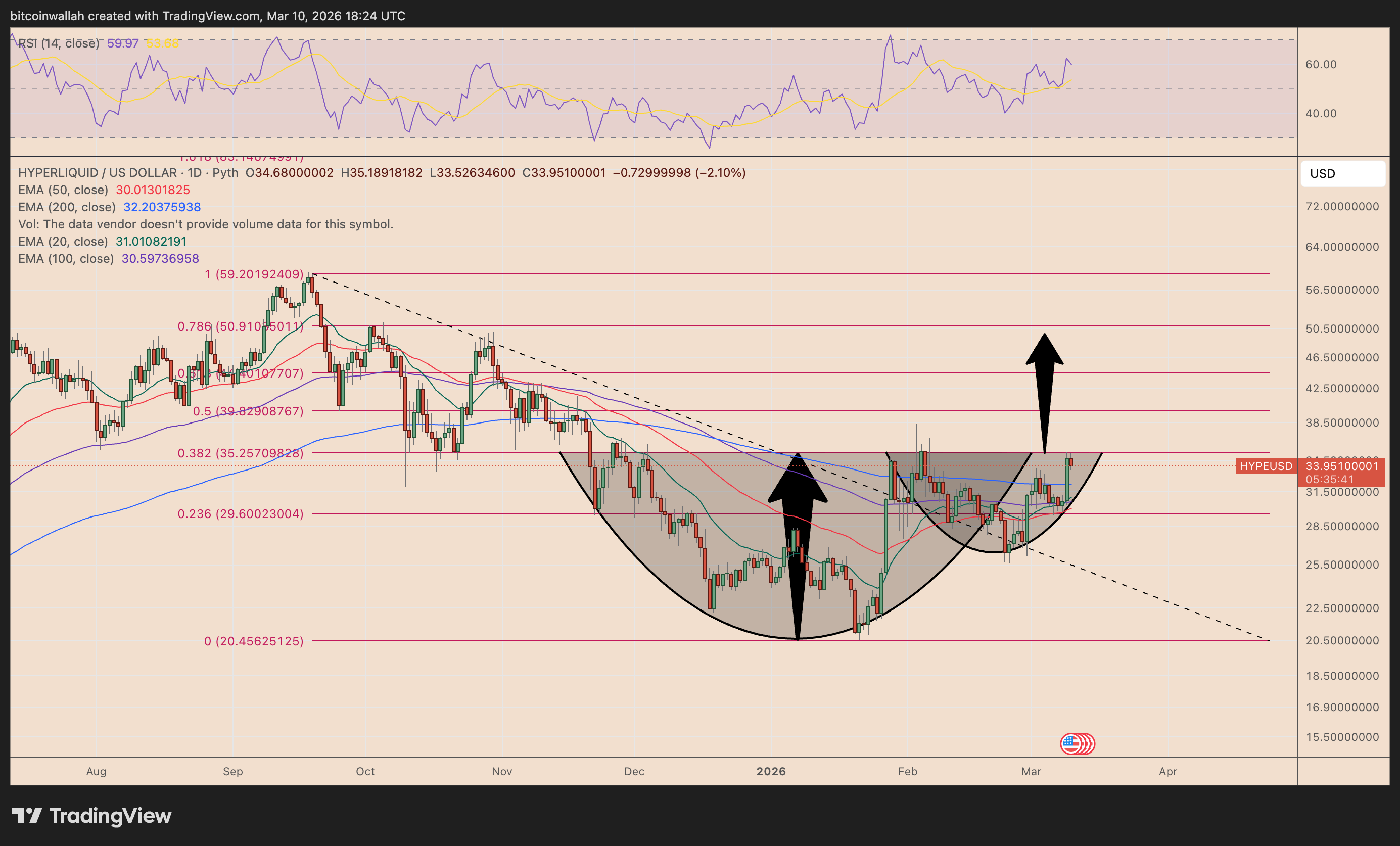 HYPE/USD daily price chart
