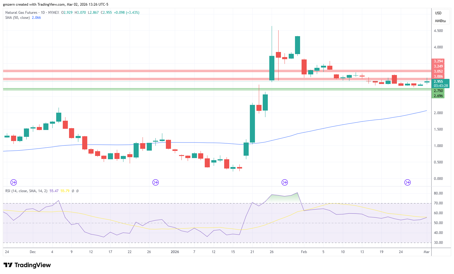 Natural Gas 020326 Daily Chart
