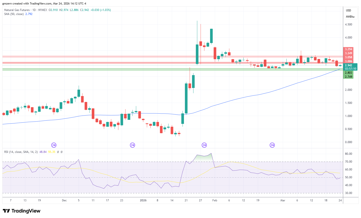 Natural Gas 240326 Daily Chart
