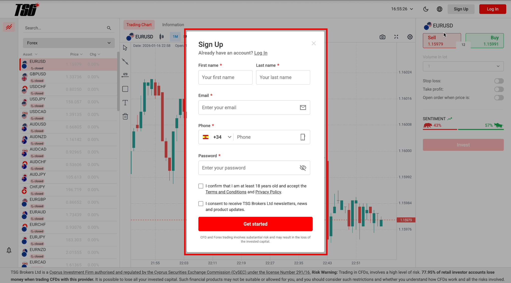 TSG Brokers account registration