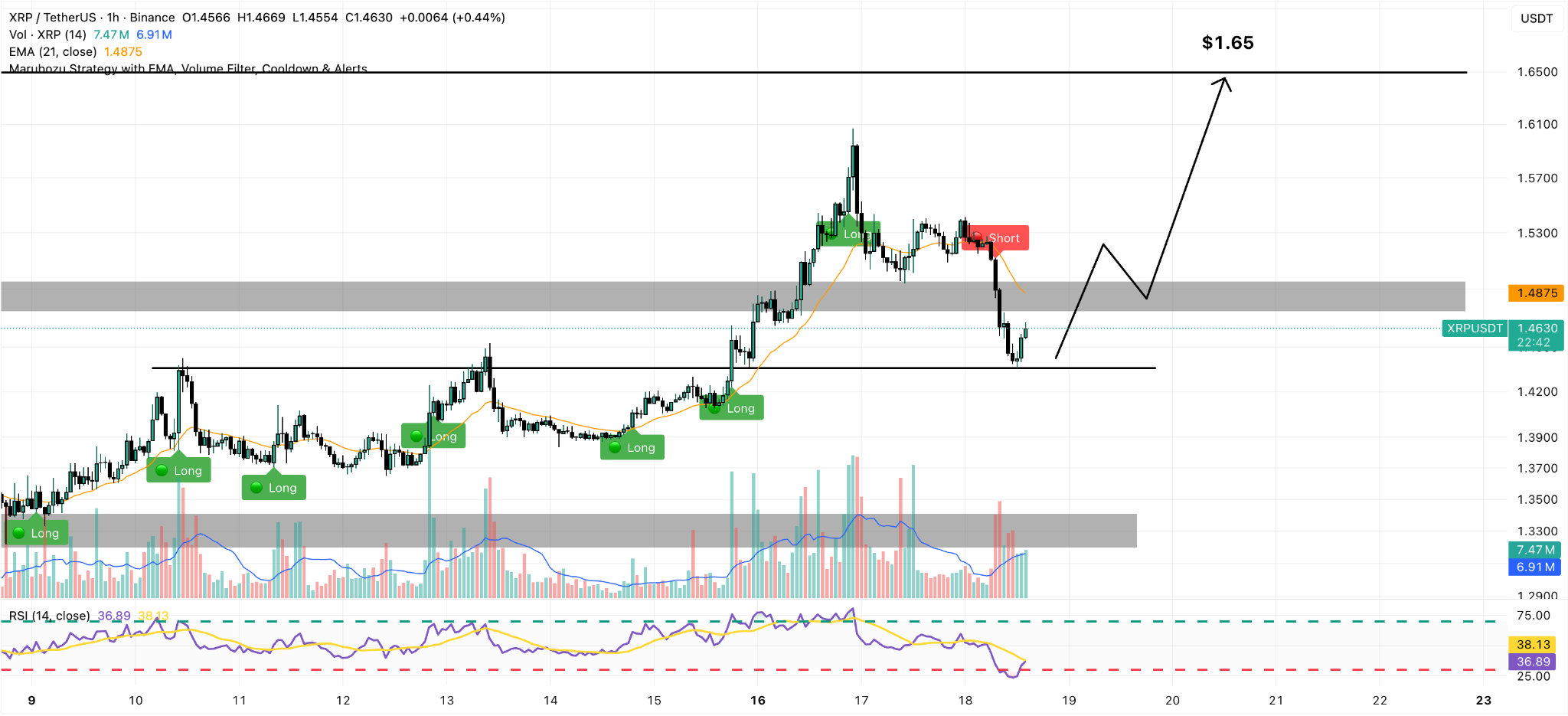 xrp 1h price chart
