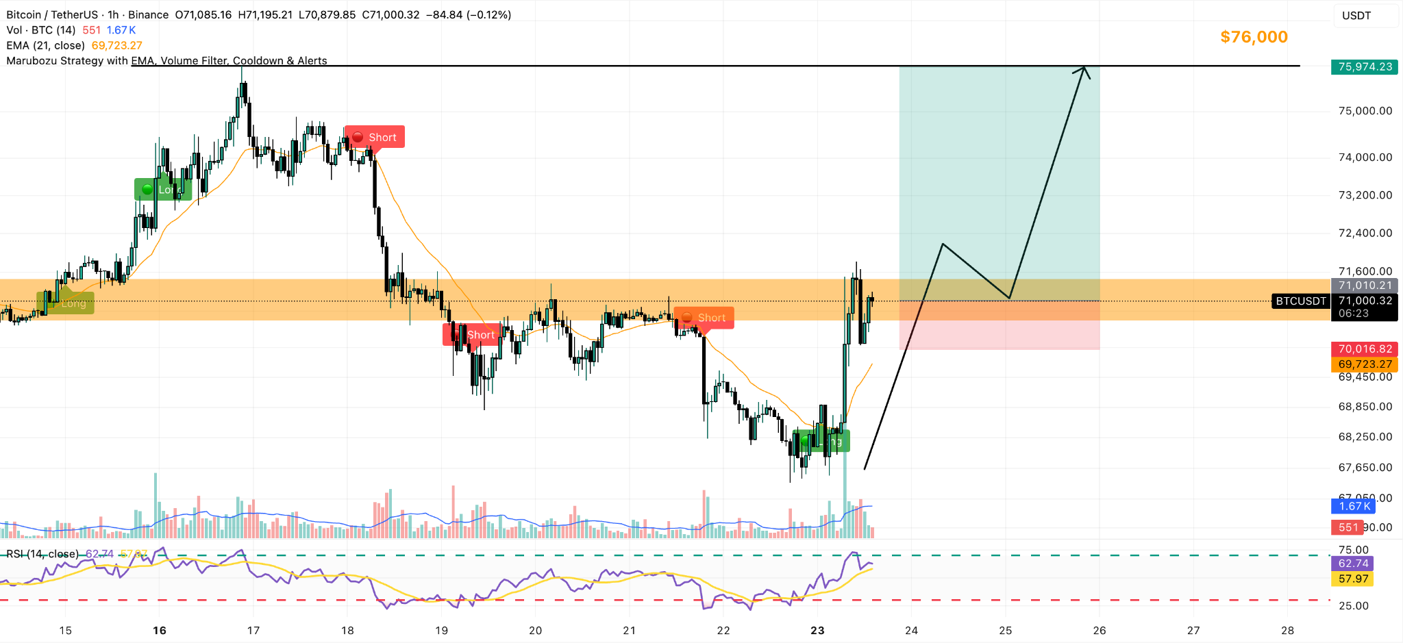 bitcoin 1h price chart