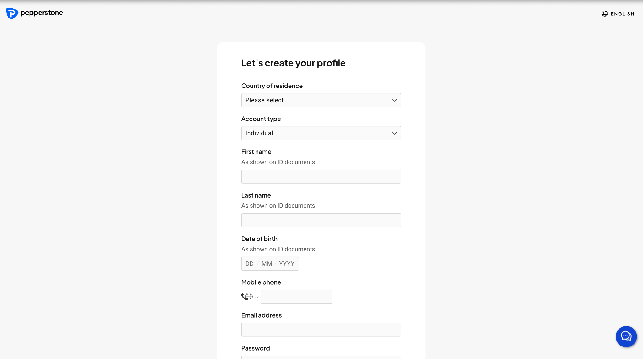 Pepperstone account registration