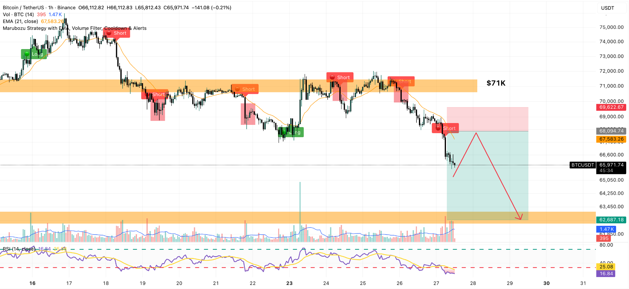 bitcoin 1h price chart