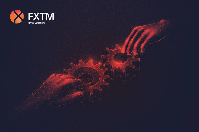 FXTM logo and two gears.