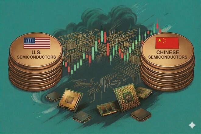 Chinese vs US semiconductors and trading chart.